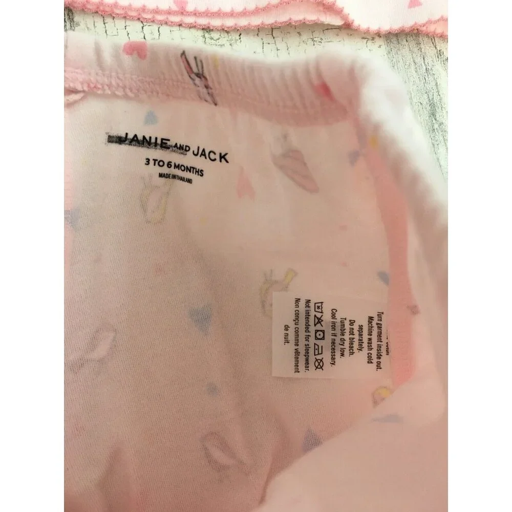 Janie and Jack Pink Bird Print Baby Matching Set